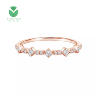 Cincin Berlian Menyala Pertunangan 18K CVD Cincin Berlian Lab Kecil Perhiasan Halus Cincin Berlian Tumbuh Lab HPHT untuk Wanita