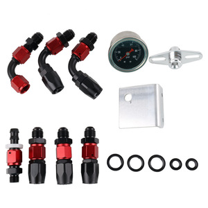 Kit de régulateur de pression de carburant réglable avec raccords de tuyau AN6, 100 psi, en alliage d'aluminium rouge et noir, pour l'amélioration de la performance automobile - Product Image 2