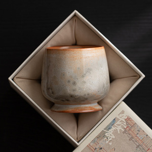 Taza maestra de cerámica al horno Shino, taza de té individual para el hogar, diseño craquelado natural para beber té, regalos de negocios, caja de regalo - Product Image 4