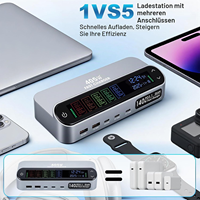 Stasiun Pengisian Daya USB C 405W 5-Port Multiport, Charger Desktop Dinding Laptop GaN PD 140W untuk iPhone 17 Samsung 25