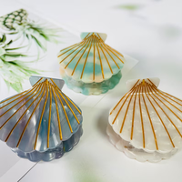 DOWELL Barrettes à cheveux en forme de coquille, lignes dorées, géométriques élégantes, grande taille, style européen-américain, 5 cm, en acétate, pour l'été