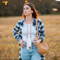 Lanière de téléphone portable en tissu personnalisée 2026, 120 cm, accessoire de suspension anti-perte avec 2 boucles, chaîne de téléphone portable en jean à tenir à la main