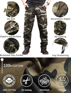 <span class=keywords><strong>Pantaloni</strong></span> Cargo Mimetici alla Moda per Uomo <span class=keywords><strong>con</strong></span> <span class=keywords><strong>Tasche</strong></span> <span class=keywords><strong>Laterali</strong></span>, Vestibilità Regolare per Attività all'Aperto - Product Image 5