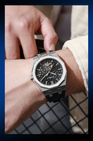 Jam Tangan Pria Desain Terbaru Hollow Out Tourbillon Fashion Bercahaya Tahan Air dengan Mesin Otomatis