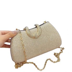 Bolso de mano de moda europeo-americano para mujer de gran capacidad con brillantes dorados y cadena decorativa para cenas - Product Image 1