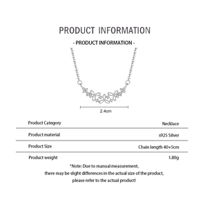 ZHILIAN Grosir Kalung Bunga Zirkon Perak Sterling <span class=keywords><strong>925</strong></span> Perhiasan Fashion Klasik untuk Wanita Pernikahan Pertunangan - Product Image 5