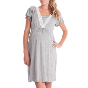 Abbigliamento estivo donna che allatta indossa abiti <span class=keywords><strong>premaman</strong></span> <span class=keywords><strong>in</strong></span> tessuto lavorato a <span class=keywords><strong>maglia</strong></span> abiti da gravidanza con scollo a V <span class=keywords><strong>in</strong></span> pizzo - Product Image 5