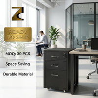 Meuble de rangement mobile en acier noir verrouillable à 3 tiroirs sur roulettes pour bureau, unité de stockage de documents sous le bureau, prix de gros