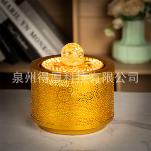 Aromatherapy <b>Diffuser</b> Metal Golden Floral Design <b>Electric</b> Essential <b>Oil</b> Burner <b>For</b> Home Office Decoration Gift - Product Image 2