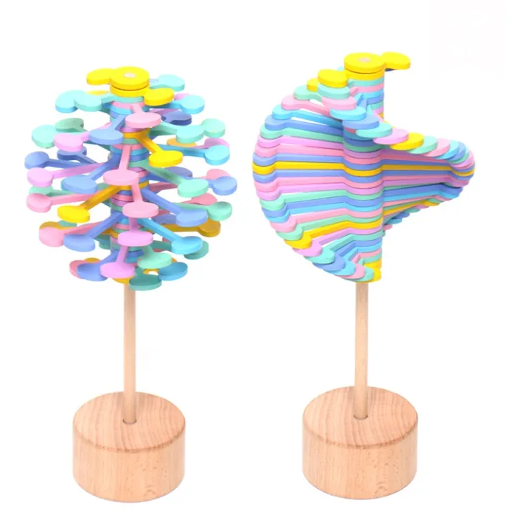 Hohe qualität heißer verkauf Kreative Rotierenden Lollipop holz spin spielzeug Holz rotierenden stab