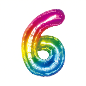 Ballon Chiffre 6 Multicolore en Aluminium 80cm pour Fête d'Anniversaire - Décoration de Fête - Product Image 3