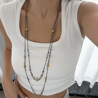 Nouveauté : Collier long élégant à plusieurs rangs, imitation perles, chaîne perlée pour tenue quotidienne, idéal comme cadeau