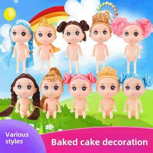 En gros, Poupée unisexe de 12 cm, faite à la main, avec fleur en maille de soie, modèle bébé nu, pour la pâtisserie, la maison de poupée et comme poupée gâteau, outil de pâtisserie - Product Image 4