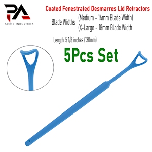 Retractor de párpados desmarres con revestimiento alemán, fenestrado, no conductor, reutilizable, 5 1/8 pulgadas, 14 mm x 18 mm, para cirugía oftálmica - Product Image 1