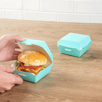 Cajas de hamburguesas desechables de cartón con logotipo personalizado para llevar, contenedor de embalaje de comida rápida, caja de hamburguesas