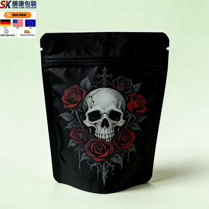 Nouvelle pochette verticale de style moderne 3,5g 7g en film polyester CPP pour emballage alimentaire, anti-odeur, refermable avec fermeture éclair, scellage 3 côtés, estampage à chaud, pour salades - Product Image 1