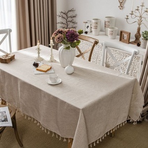 Hot Selling Tassels <b>Table</b> Cover <b>Linen</b> <b>Table</b> <b>Cloth</b> Classic Hotel Customizable 100% Ruffled Natural Easy Washed Home Solid Color - Product Image 1