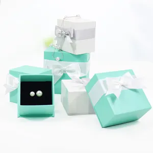 Wit Groen Kleine Present Craft Gift Ring Ketting Armband Manchetknoop Papier Sieraden Doos Voor Verpakking