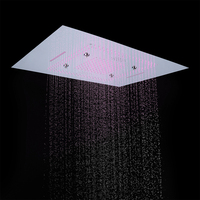 Télécommande thermostatique LED cascade musique 60x80cm pommeau de douche brumeux systèmes de douche mélangeur ensemble avec 6 pièces corps sprays