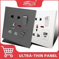 Multifuncional Neon UK US EU Thai Wall Enchufe conmutado de alta potencia USB + Tipo-C Puertos de carga rápida 3/5pin 86 Tipo Enchufes universales