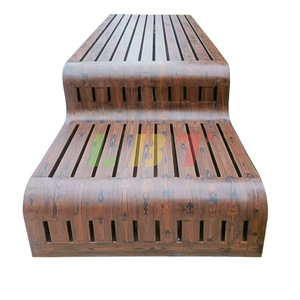 Stainless Steel Landscape <b>Bench</b> <b>Wood</b> Grain Finish Durable Outdoor Patio <b>Bench</b> 4 Seater Contemporary Design - Product Image 5