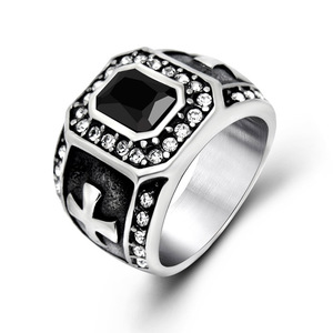 Bague croix rétro européenne et américaine en zircone cubique, bijoux de mode unisexe SA566 - Product Image 5