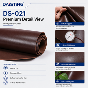 Microfiber PU Faux Artificial Leather Thick Real Grain Eco Vegan Upholstery Fabric Roll <strong>Sofa</strong> Bag Automotive Decor <strong>Material</strong> DS021 - Product Image 2