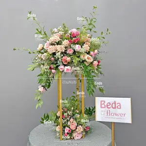 Schlussverkauf Hochzeitsblumenarrangement floraler Seidenhochzeitstisch künstlicher weißer Hortensienrosen-Tischstück-Blumentisch