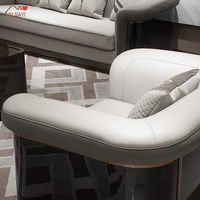 Canapé moderne de style italien en bois massif avec revêtement en cuir Nappa véritable, 1, 2 ou 3 places, accoudoirs arrondis et courbes pour salon
