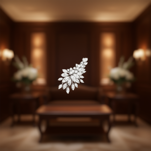 Orecchini in Oro Bianco con Diamanti Taglio Marquise Colore D Naturale Gioielli di Lusso da Sposa per Donna - Product Image 2