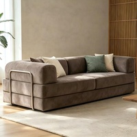 Modernes Konvertierbares 2-in-1 Quadratisches Sofabett-Set Cordstoff Hochdichter Schaumstoff Modulares Apartment-Möbel Umweltfreundliches Design