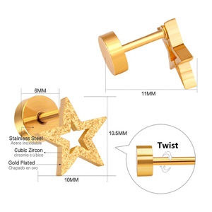 B084 Wholesale Stainless Steel 18k Gold Plated Jewelry Simple Fashion Flower Star Shaped <b>Stud</b> <b>Earrings</b> for Women Jewelry Gift - Product Image 4