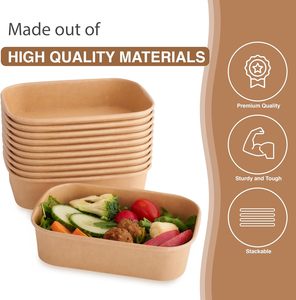 Giấy dùng một lần Bát thực phẩm <span class=keywords><strong>container</strong></span> thức ăn nhanh Takeaway Bát bao bì có nắp đậy dùng một lần hình chữ nhật giấy bát - Product Image 4