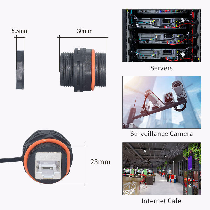 M23 IP68 Waterproof RJ45 CAT6A STP Shielded Panel Mount Bulkhead Ethernet Coupler dimension drawing