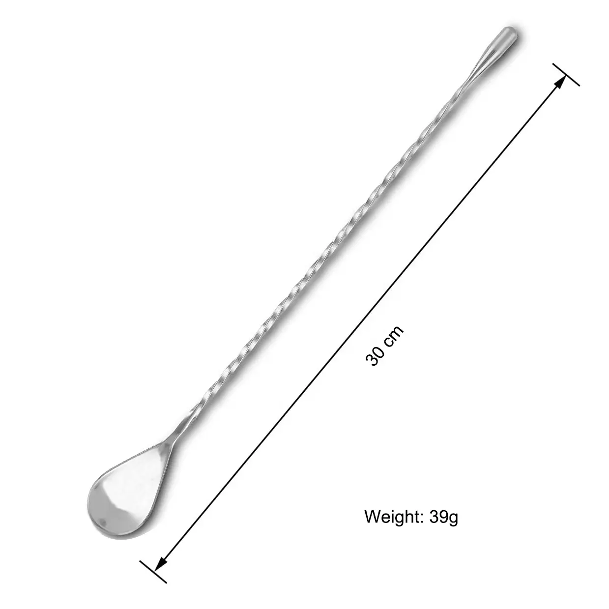 30Cm 40Cm 50Cm Bar Aksesoris Alat 18/8 304 Stainless Steel Swizzle Tongkat Pencampuran Sendok Cocktail Pengocok Panjang Menangani Bar Sendok