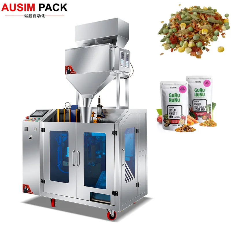 Automatic Horizontal Zipper Bag Beef Jerky Nuts Candy Snacks Doypack Packing Machine Laminated Film Tape Packing Sealing Machine