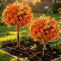 Boule de topiaire artificielle en fleurs d'automne avec piquets de fixation au sol, résistante aux UV, fausses plantes pour décoration extérieure, porche, jardin, cour, patio