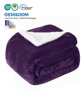 ผ้าห่มขนแกะเชอร์ปาสองด้านเนื้อนุ่มหรูหราแบบพลิกกลับได้ สำหรับเตียง โซฟา และการเดินทาง - Product Image 1