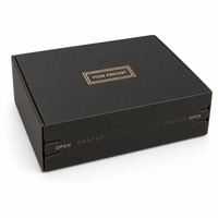 Boîte cadeau en papier noir avec bande détachable, boîte pliante pour envoi postal, boîte rectangulaire pour abonnement e-commerce, boutique, impression de logo personnalisée en gros