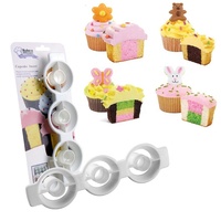 Outil de décoration de gâteaux et cupcakes multicolores en plastique et moule séparateur de cupcakes bicolore, séparateur de pâte superposée DIY - 3 trous