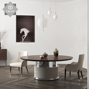 <span class=keywords><strong>Tavolo</strong></span> da pranzo <span class=keywords><strong>laccato</strong></span> in acciaio inossidabile <span class=keywords><strong>tavolo</strong></span> da pranzo rotondo rotondo di lusso in marmo <span class=keywords><strong>nero</strong></span> girevole di lusso - Product Image 2
