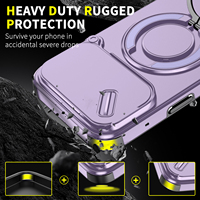 Casing iPhone 18 Pro Max dengan Penutup Kamera Geser dan Ring Stand Putar 360 Derajat untuk iPhone 17 Pro Max Air 16 16e 15 14 Plus 13