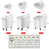Chariot de stockage alimentaire commercial personnalisable, bac à farine mobile avec couvercle coulissant, conteneur en plastique pour céréales et produits secs
