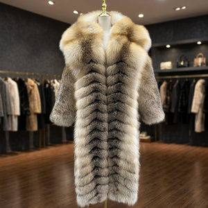 Ventes en gros de manteaux en fourrure de renard doré véritable pour hommes, imperméables, réversibles, chauds, style luxueux, longueur standard - Product Image 2