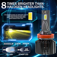 OEM 3000K 130W 50000LM T6 Haute Puissance Luces Led Pour Automobile LED Phare H7 H1 H11 High Low Beam H4 Faro Led Pour Voiture