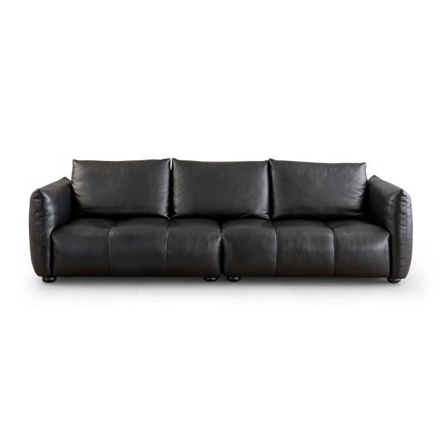 Factory Wholesale Luxury Modern Designs Sofa Set Furniture For Living Room Leather Sofa Top Grade Black Three Person Sofa 