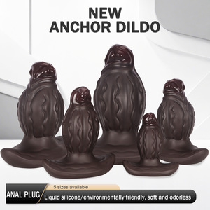 Plug anal en silicone noir surdimensionné et épais, en forme de pénis, pour stimulation de la prostate masculine, avec ouverture pour l'insertion anale - Product Image 3