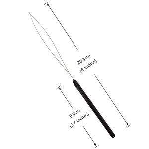 Aguja de bucle para extensiones de cabello, de 8 pulgadas, de metal negro con gancho de plástico, modelo natural OBH-39993, Obexa Pakistan para instalación - Product Image 3