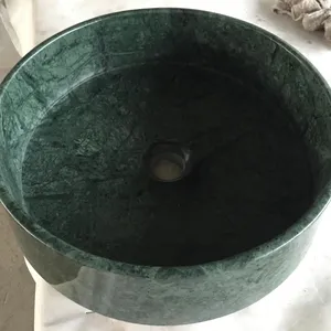 Lavabo redondo de mármol con flor verde de la India para Baño