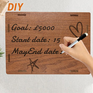 Tirelire en bois pour argent, dollars et euros, finition polie durable, décoration intérieure moderne et minimaliste, pour bureau ou table. - Product Image 6